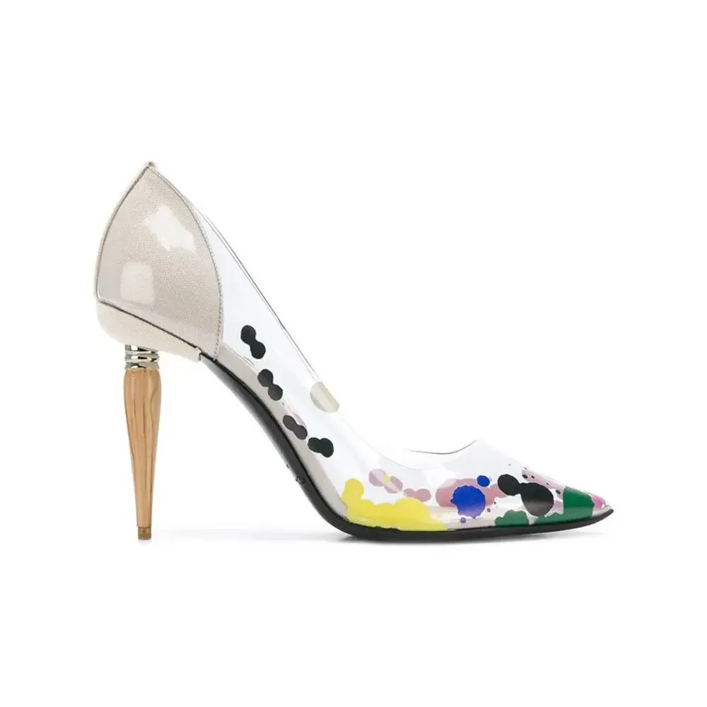 Oscar de la Renta LIMITED EDITION Paint Splatter PVC Mariacarla Pumps Sz. 41